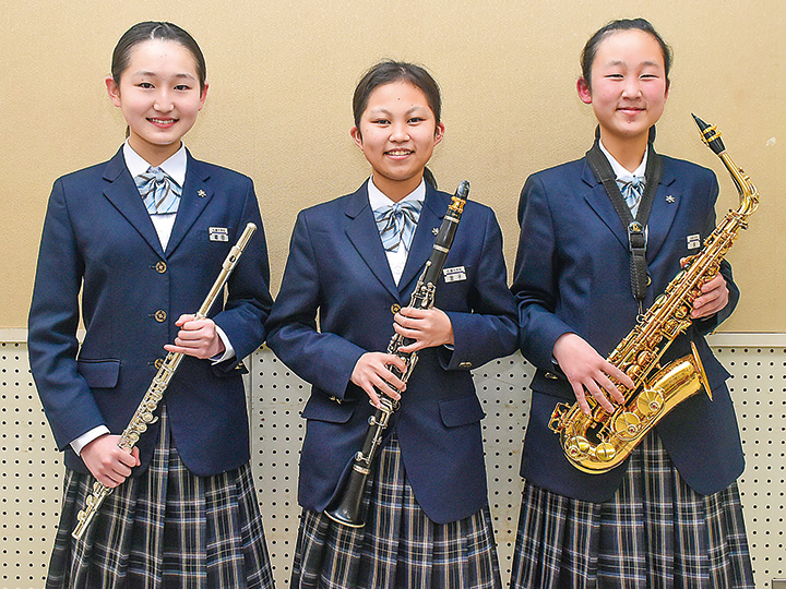 全国大会に出場する松賀中の3人