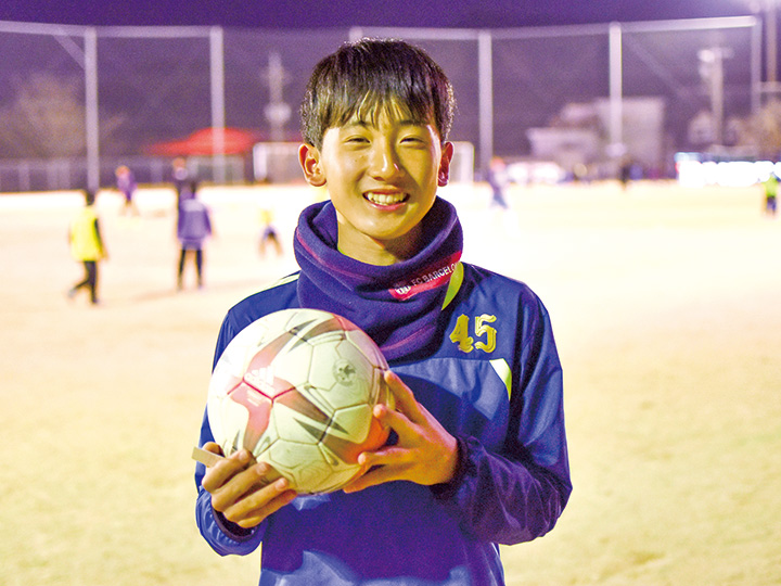 サンフレッチェ広島ジュニアユースのセレクションに合格した市川宙さん（撮影・小林）