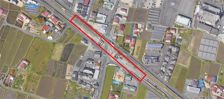 工事中の道照交差点。左が広島方面