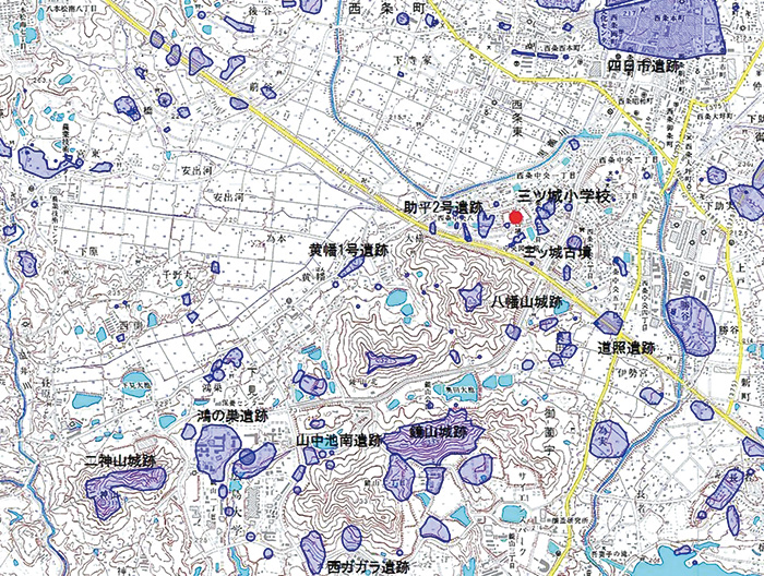 三ツ城古墳の位置と周辺の遺跡