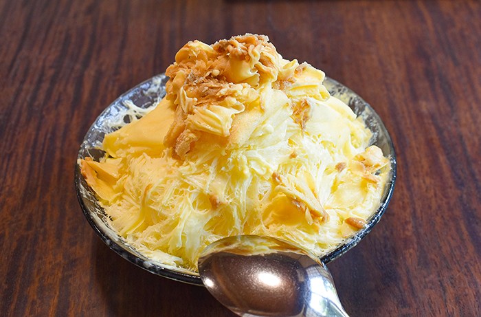 近日発売予定のかき氷（写真はプリン味）