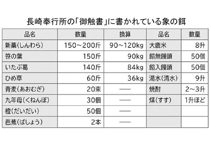 長崎奉行所の「御触書」に書かれている象の餌