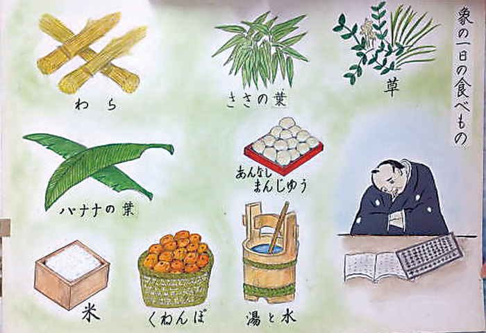 象の餌に頭をかかえる宿場役人