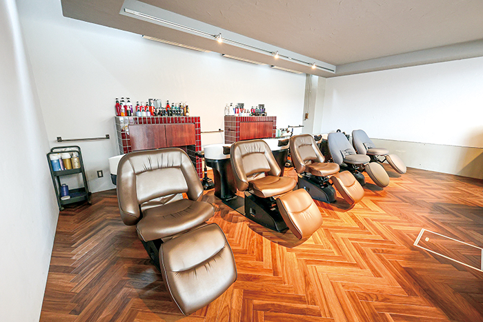 ▲ヘッドスパが可能なシャンプーブース